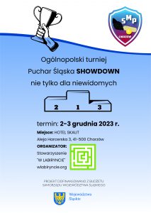 Plakat projektu Ogólnopolski turniej Puchar Śląska "SHOWDOWN nie tylko dla niewidomych"