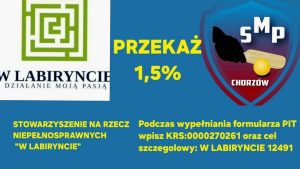 Grafika informacyjna o przekazaniu 1,5% podatku.